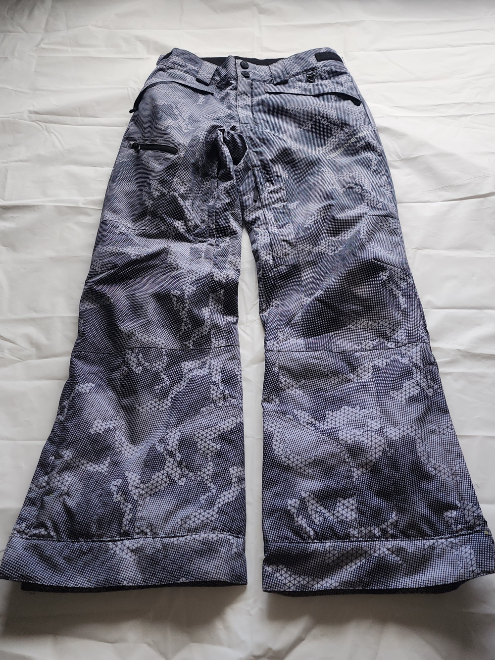OBERMEYER TEEN KIDS SKI SNOWBOARD PANTS GRAY/BLACK SIZE LARGE (14-16) IS USED